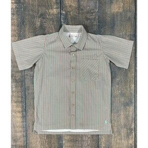 Well Dressed Wolf Boys Size 12 Brown & Light Jade Plaid Dress Shirt!